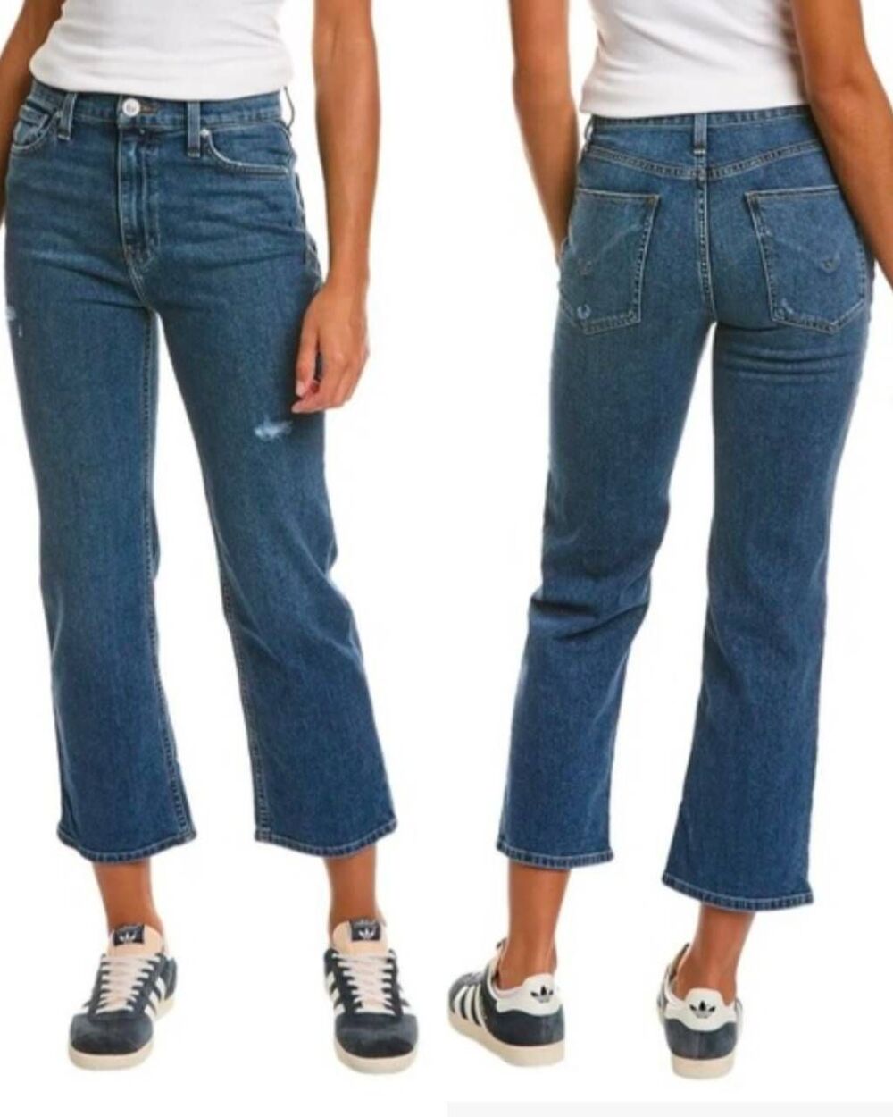 Hudson Remi high rise straight crop quince medium distressed wash jeans 27